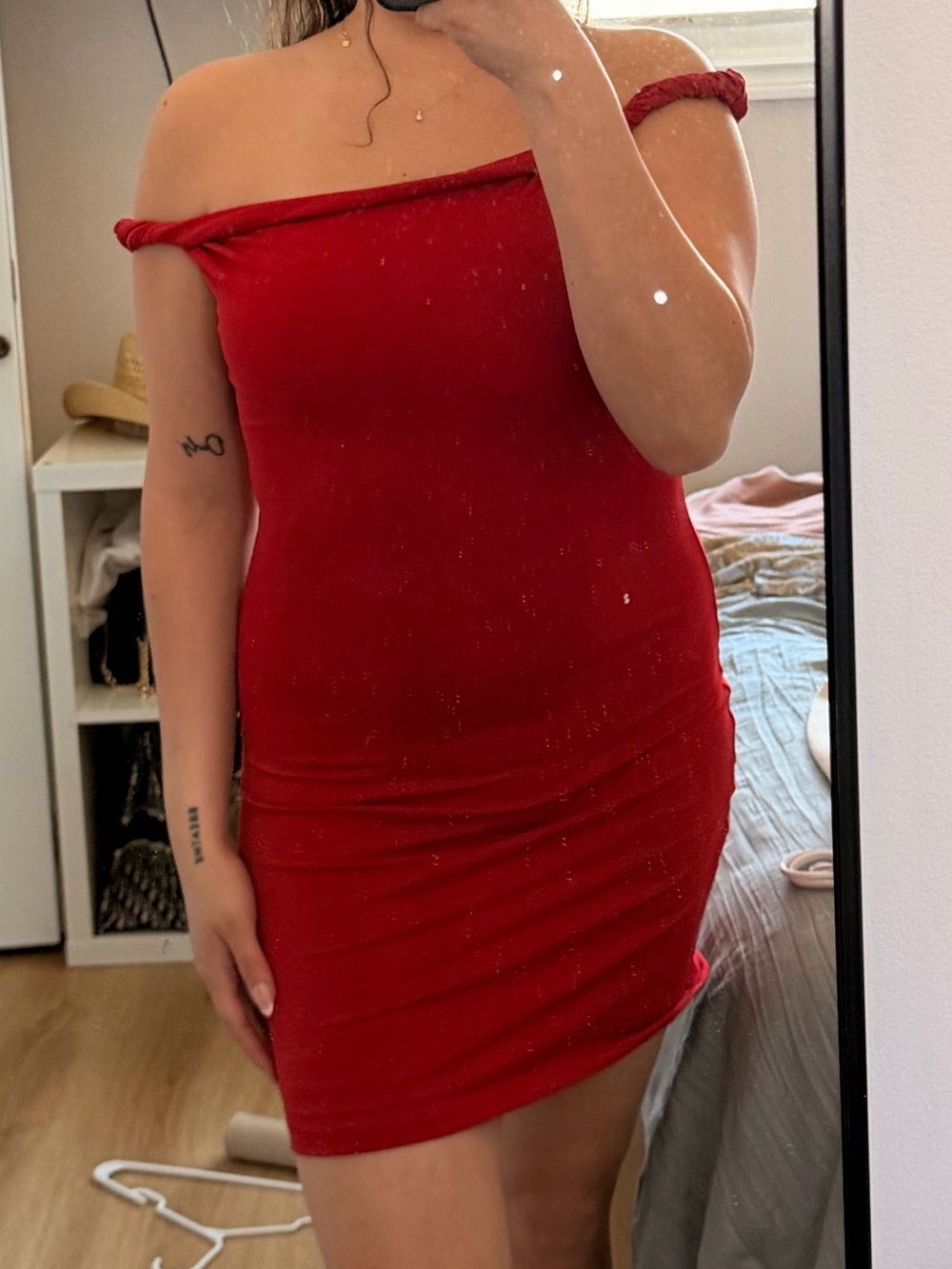 Peppermayo Red One-Shoulder Bodycon Dress